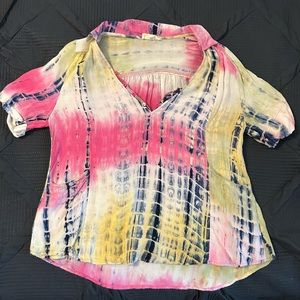 Entro Collared Tie Dye Blouse